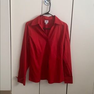 Red formal blouse long sleeve